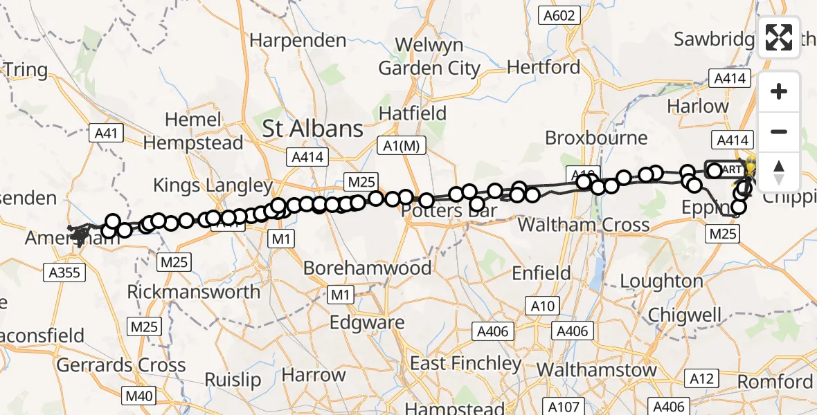 Flight route Police Helicopter North Weald Bassett - North Weald Airfield, 10 August 2026, 10:00