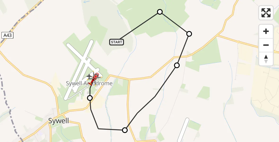 Flight route Air Ambulance Helicopter Sywell - Sywell Aerodrome, 10 August 2026, 10:13