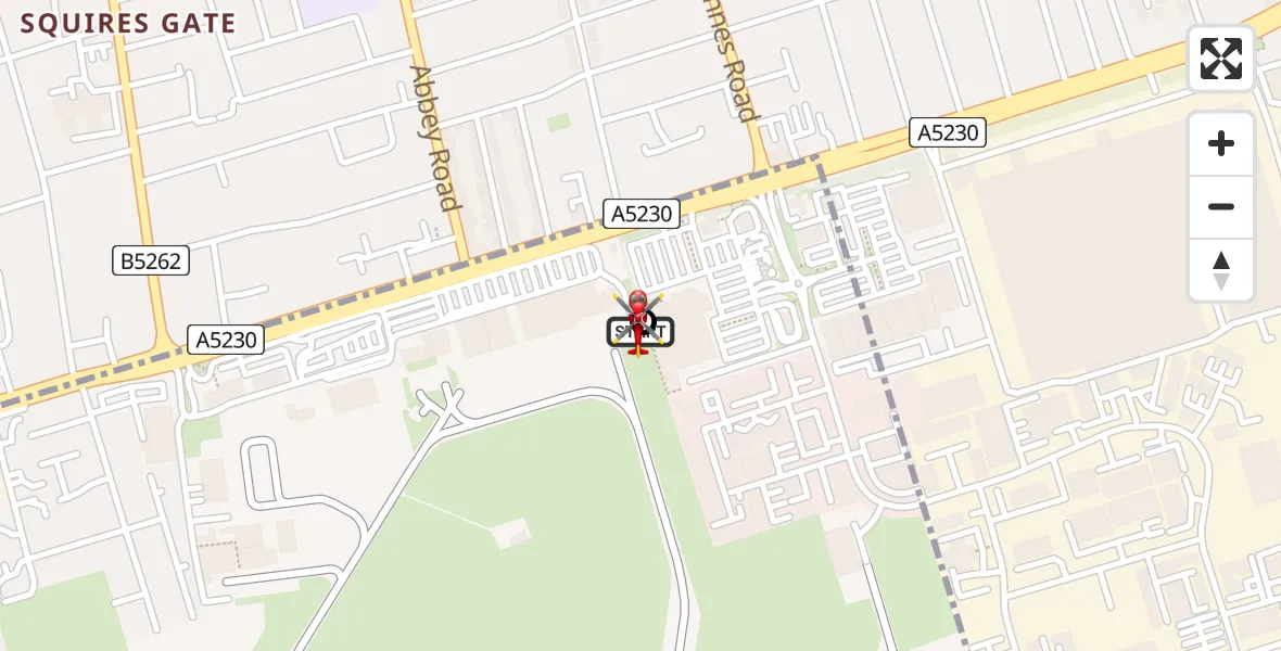 Flight route Air Ambulance Helicopter Blackpool Airport - Blackpool Airport, 10 August 2026, 10:30