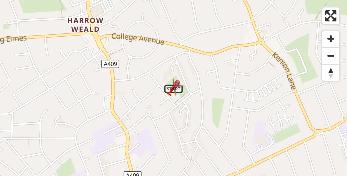Flight route Air Ambulance Helicopter Harrow Weald - Harrow Weald, 10 August 2026, 10:42