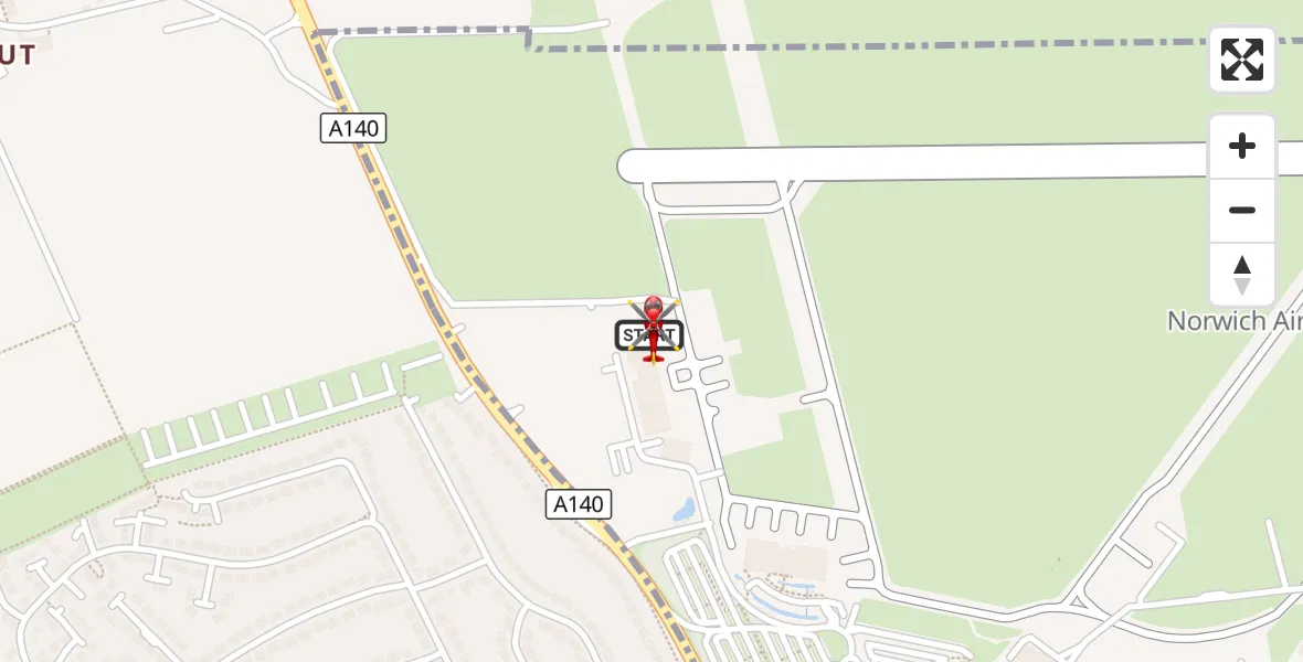 Flight route Air Ambulance Helicopter Norwich Airport - Norwich Airport, 10 August 2026, 11:37