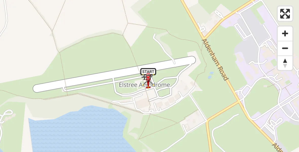 Flight route Air Ambulance Helicopter Elstree Airfield - Elstree Airfield, 10 August 2026, 12:33