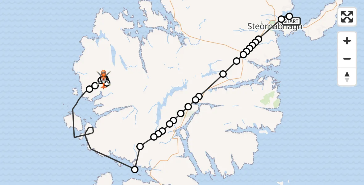 Flight route Coastguard Helicopter Stornoway Airport - Gearraidh Lag a' Chama, 10 August 2026, 12:36