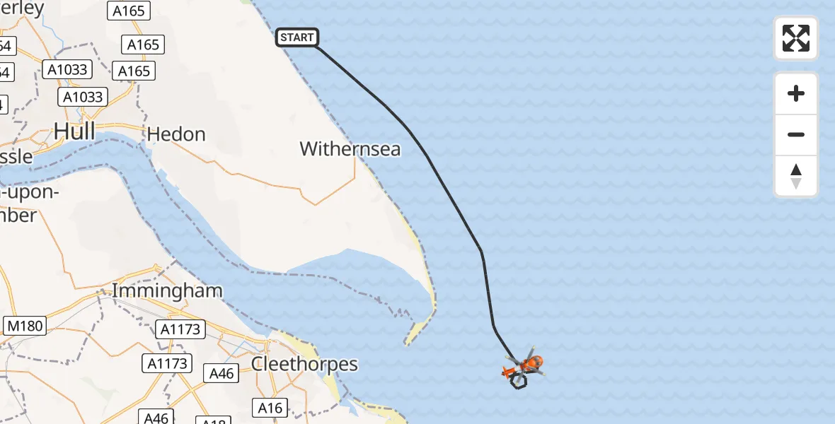 Flight route Coastguard Helicopter North Sea - North Sea, 10 August 2026, 12:55