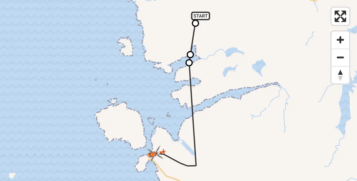 Flight route Coastguard Helicopter Gearraidh Lag a' Chama - North Atlantic Ocean, 10 August 2026, 13:34