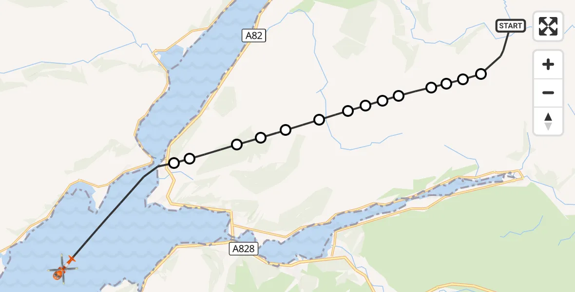 Flight route Coastguard Helicopter Tigh an Steill - Inner Seas, 10 August 2026, 14:17