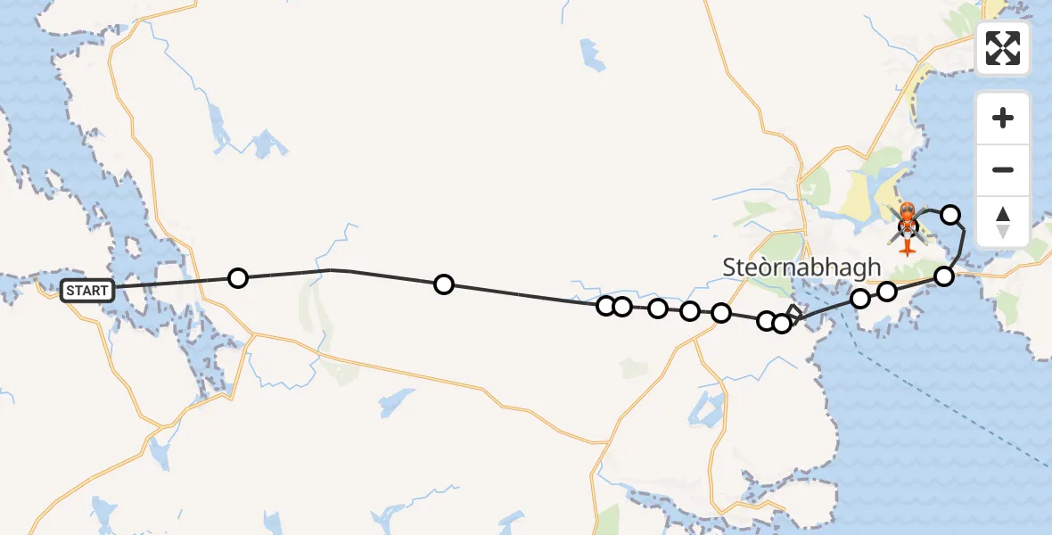 Flight route Coastguard Helicopter North Atlantic Ocean - Stornoway Airport, 10 August 2026, 14:32