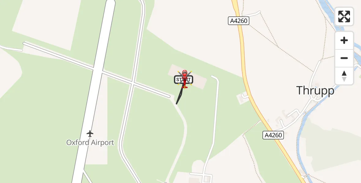 Flight route Air Ambulance Helicopter London Oxford Airport - London Oxford Airport, 10 August 2026, 14:35
