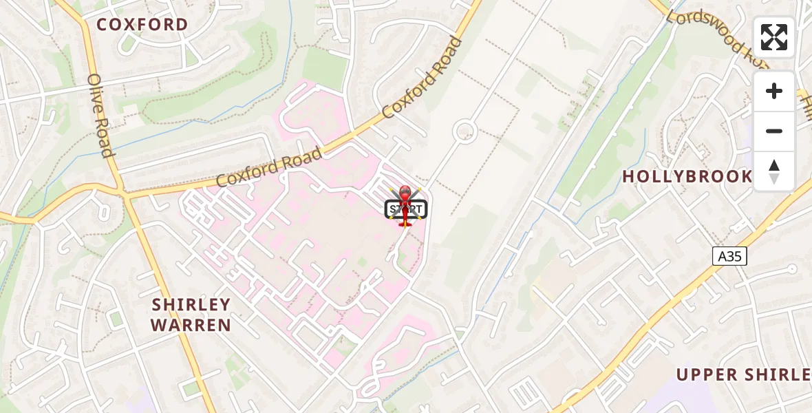 Flight route Air Ambulance Helicopter University Hospital Southampton - University Hospital Southampton, 10 August 2026, 18:07