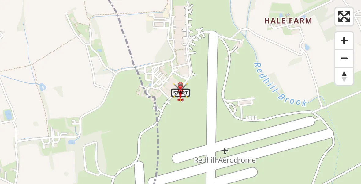 Flight route Air Ambulance Helicopter Redhill Aerodrome - Redhill Aerodrome, 10 August 2026, 21:55