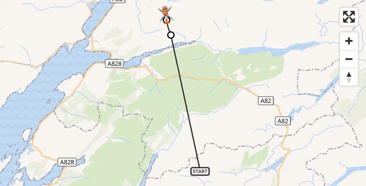 Flight route Coastguard Helicopter Coire Chaorach - Coire Dearg, 10 August 2026, 23:44