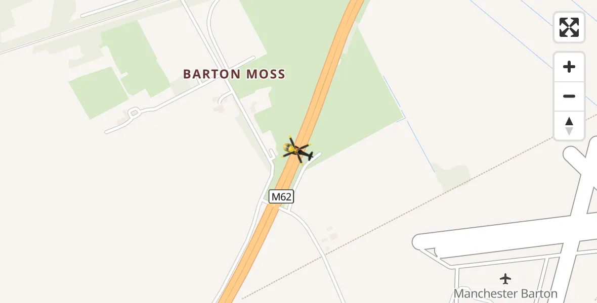 Flight route Police Helicopter Manchester Barton Aerodrome - Manchester Barton Aerodrome, 11 August 2026, 00:34