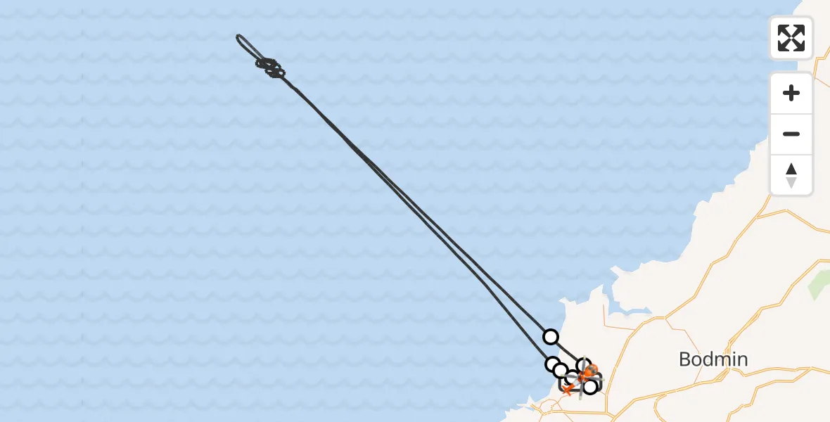 Flight route Coastguard Helicopter Cornwall Airport Newquay - Cornwall Airport Newquay, 11 August 2026, 04:57