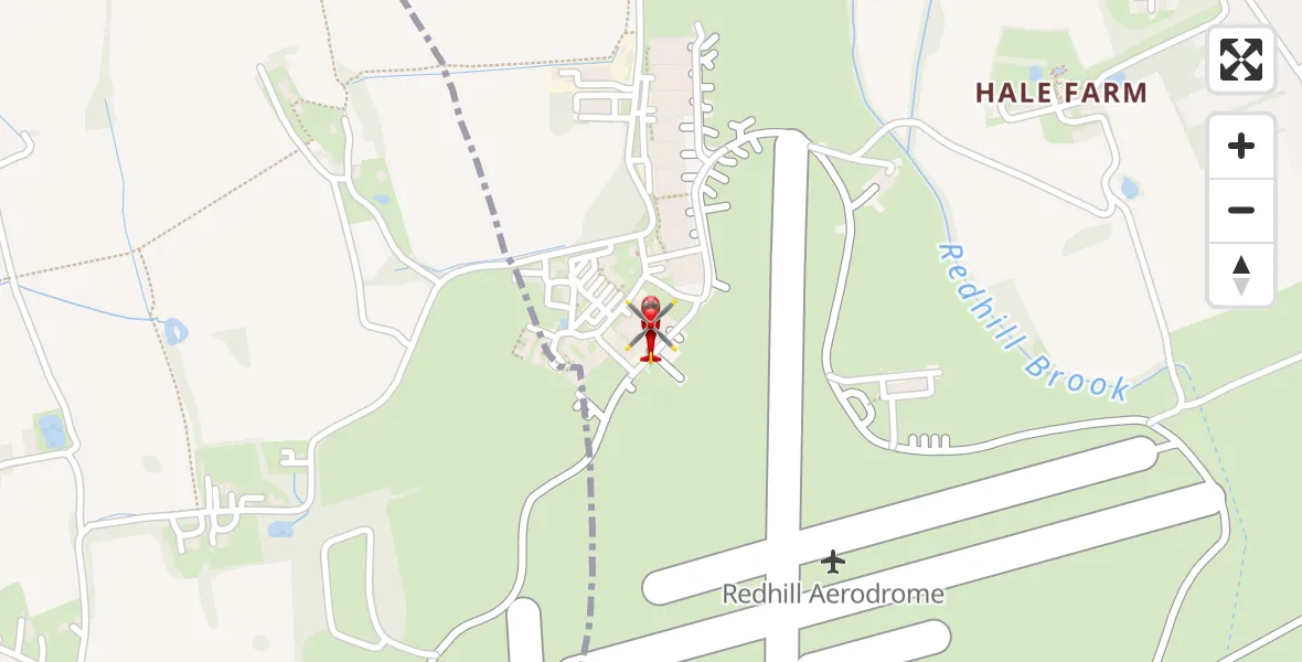 Flight route Air Ambulance Helicopter Redhill Aerodrome - Redhill Aerodrome, 11 August 2026, 06:46