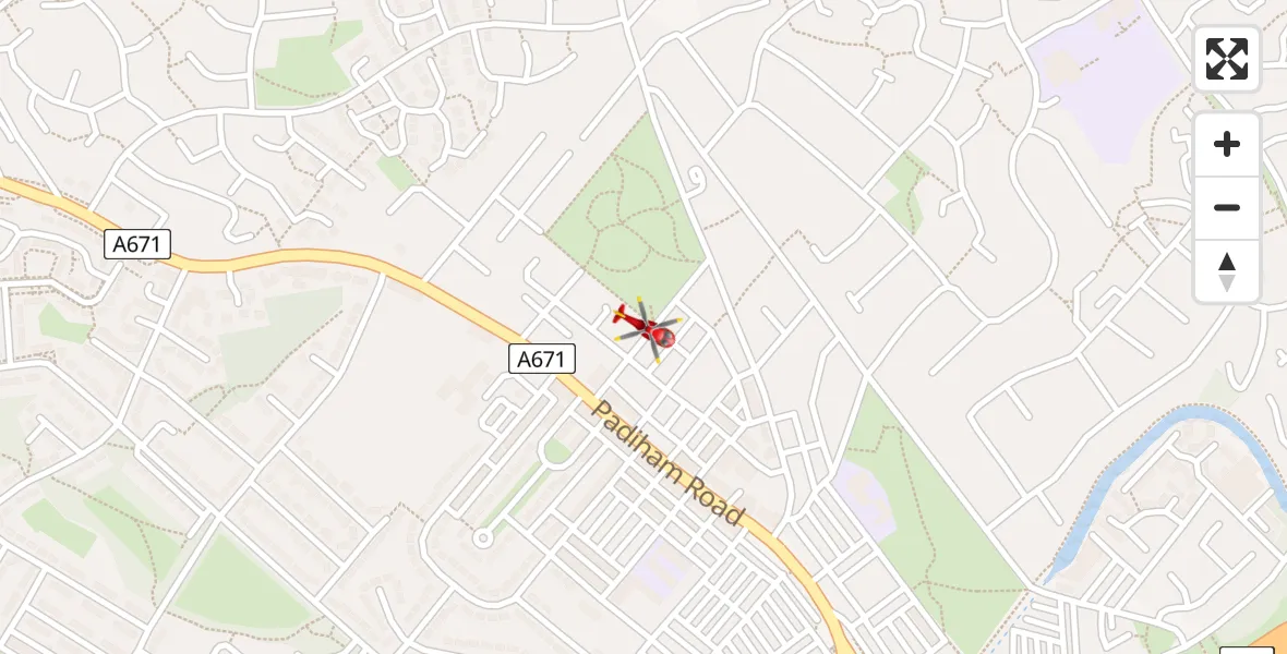 Flight route Air Ambulance Helicopter Padiham - Padiham, 11 August 2026, 10:05