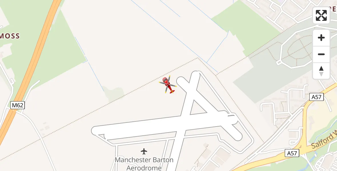 Flight route Air Ambulance Helicopter Manchester Barton Aerodrome - Manchester Barton Aerodrome, 11 August 2026, 10:50