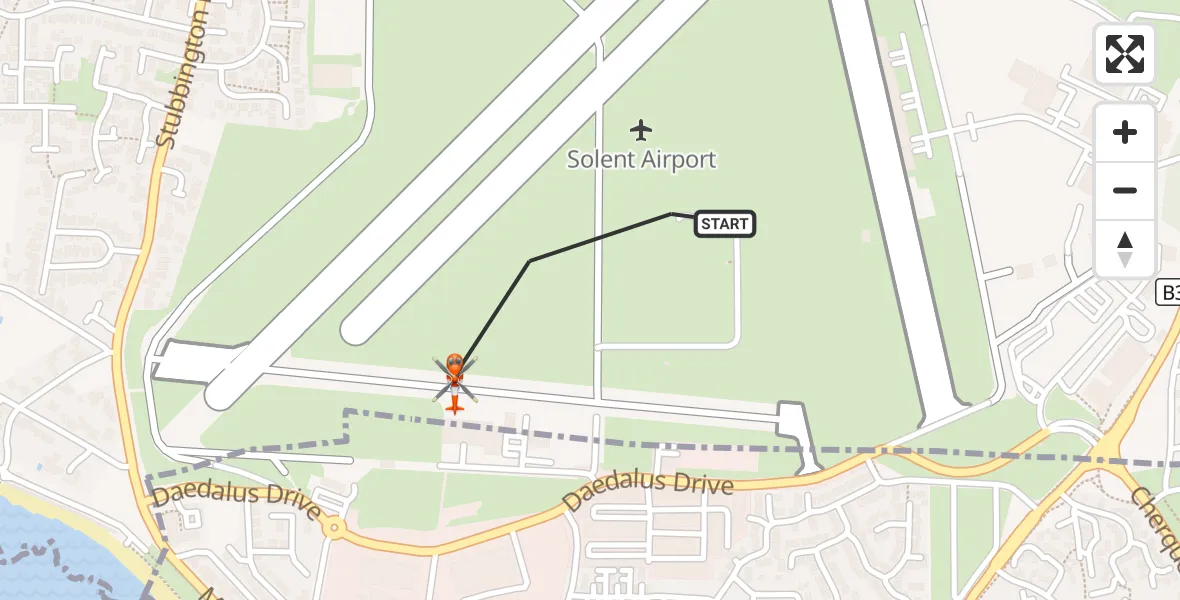 Flight route Coastguard Helicopter Solent Airport - Solent Airport, 11 August 2026, 10:52