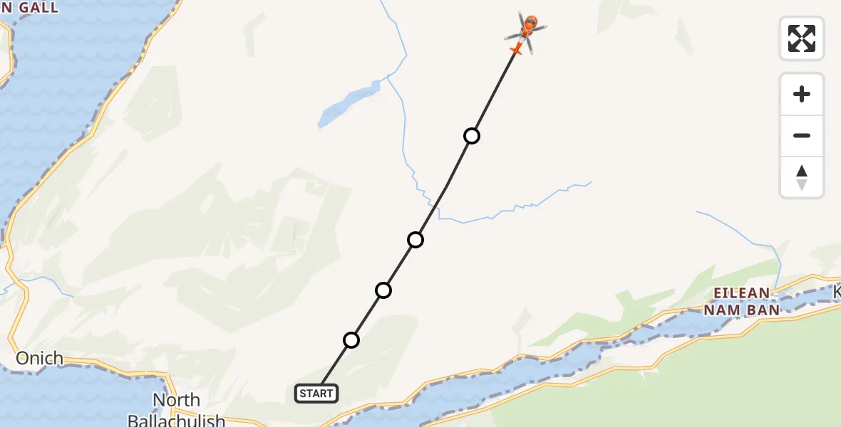 Flight route Coastguard Helicopter Leac Mhor - Glas Chreag, 11 August 2026, 11:42