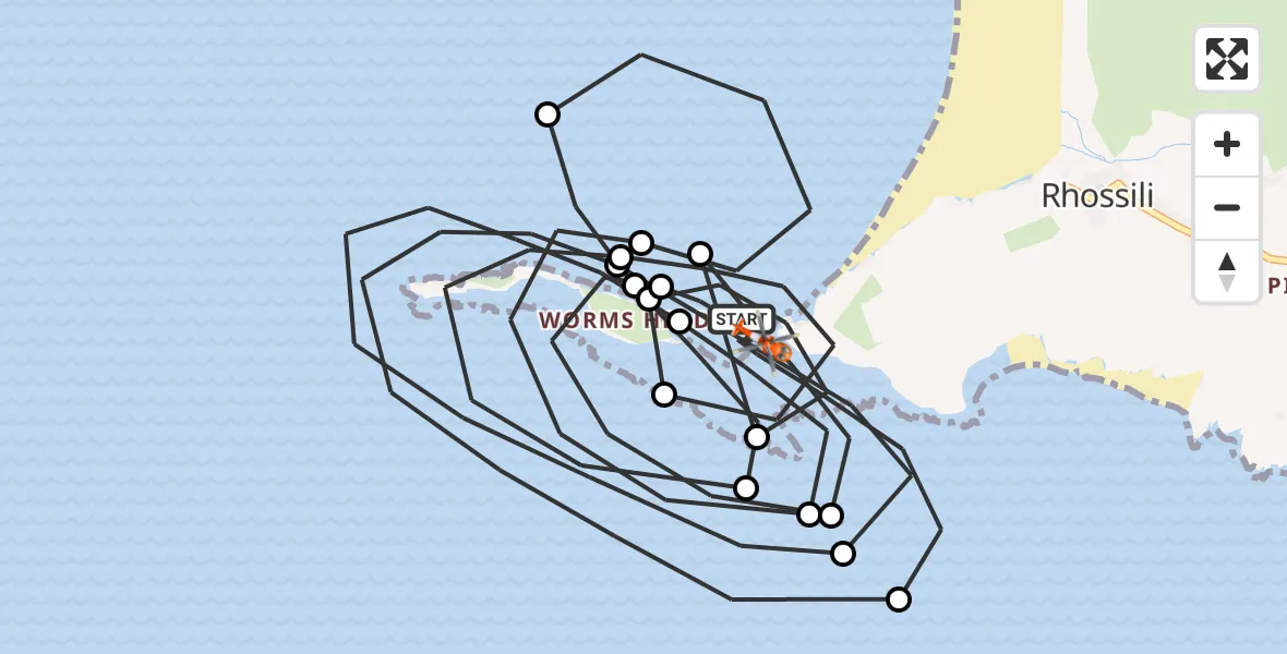 Flight route Coastguard Helicopter Rhossili - Rhossili, 11 August 2026, 11:46