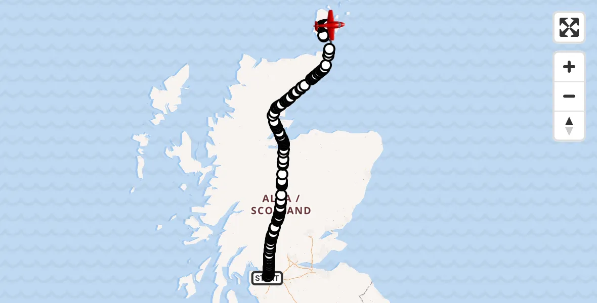 Flight route Air Ambulance Aircraft Glasgow Airport - Kirkwall, 11 August 2026, 13:11