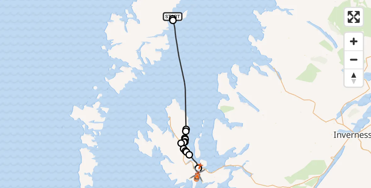 Flight route Coastguard Helicopter Stornoway Airport - Gualann nam Fiadh, 11 August 2026, 14:24