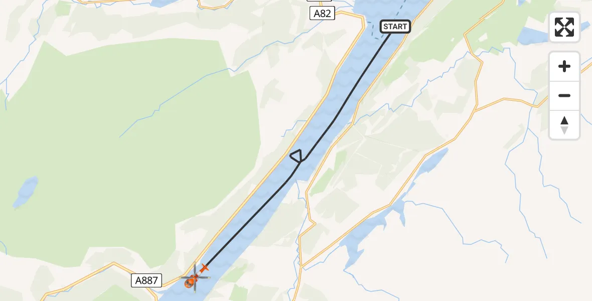 Flight route Coastguard Helicopter Loch Ness - Loch Ness, 11 August 2026, 14:39
