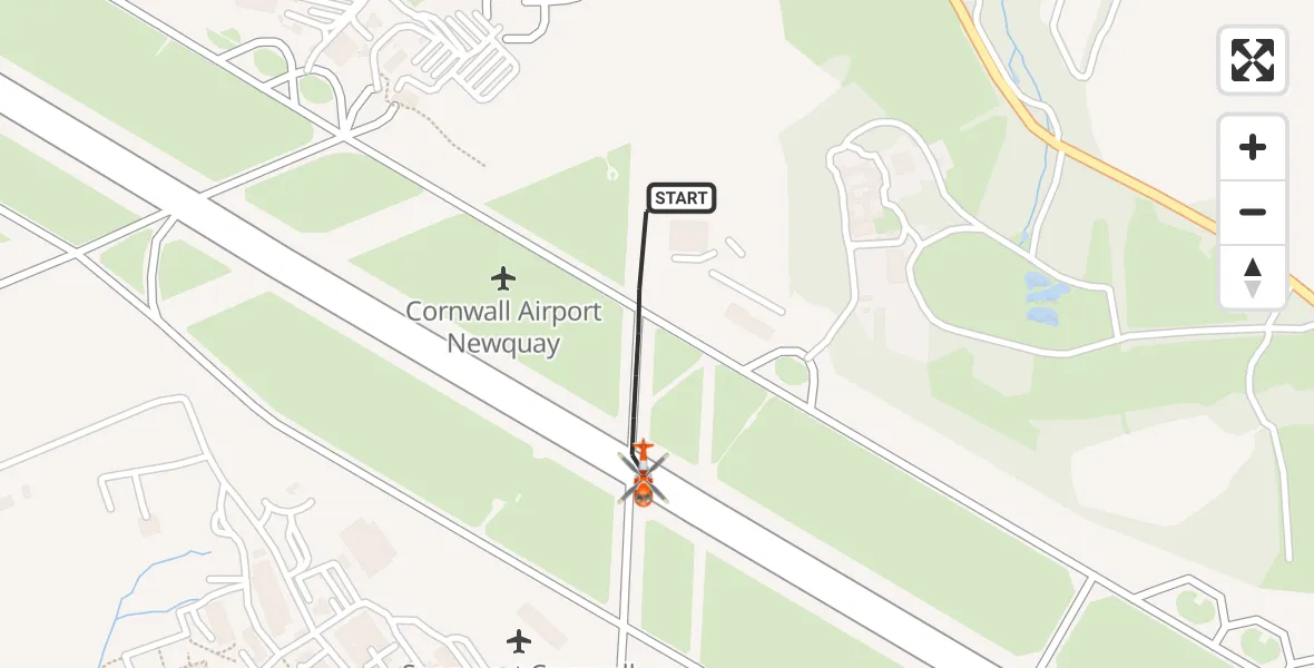 Flight route Coastguard Helicopter Cornwall Airport Newquay - Cornwall Airport Newquay, 11 August 2026, 14:42