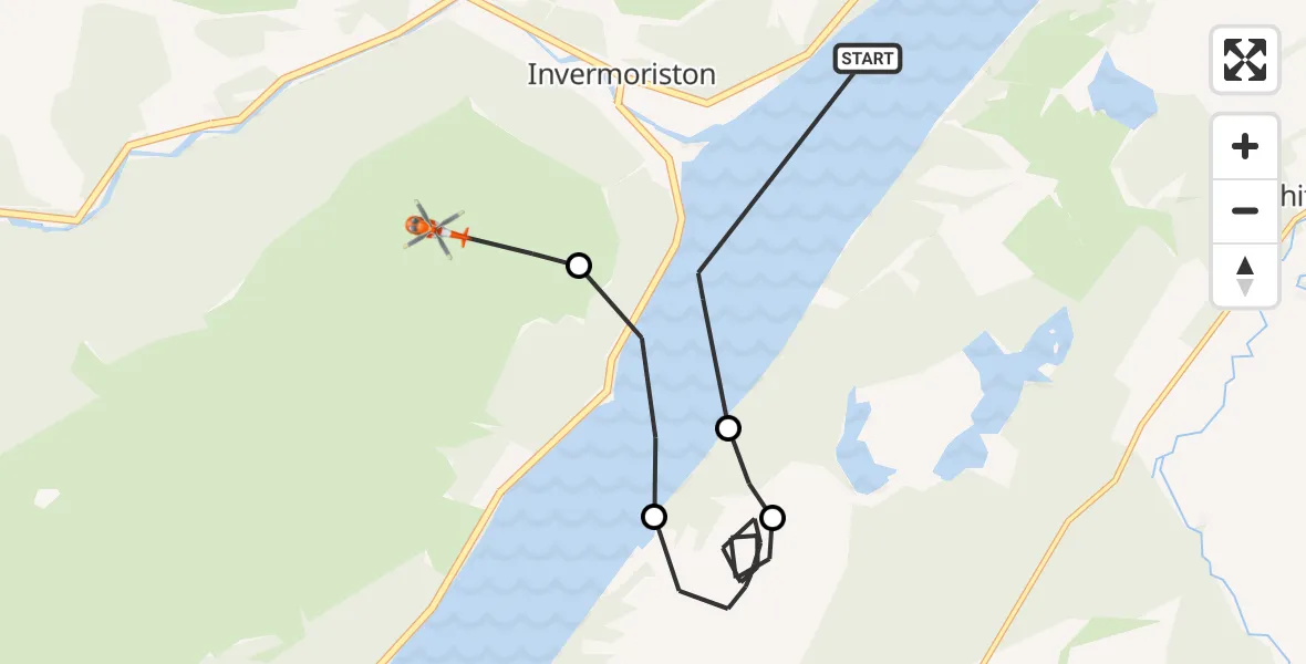 Flight route Coastguard Helicopter Loch Ness - Invermoriston, 11 August 2026, 14:48