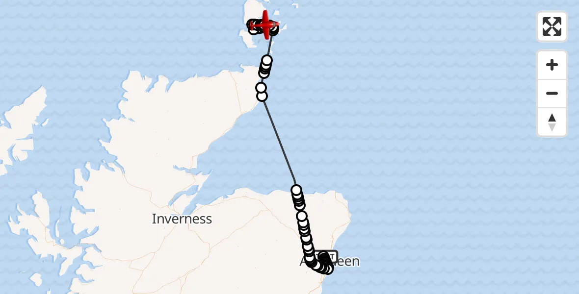 Flight route Air Ambulance Aircraft Aberdeen International Airport - Greenigoe, 11 August 2026, 14:58