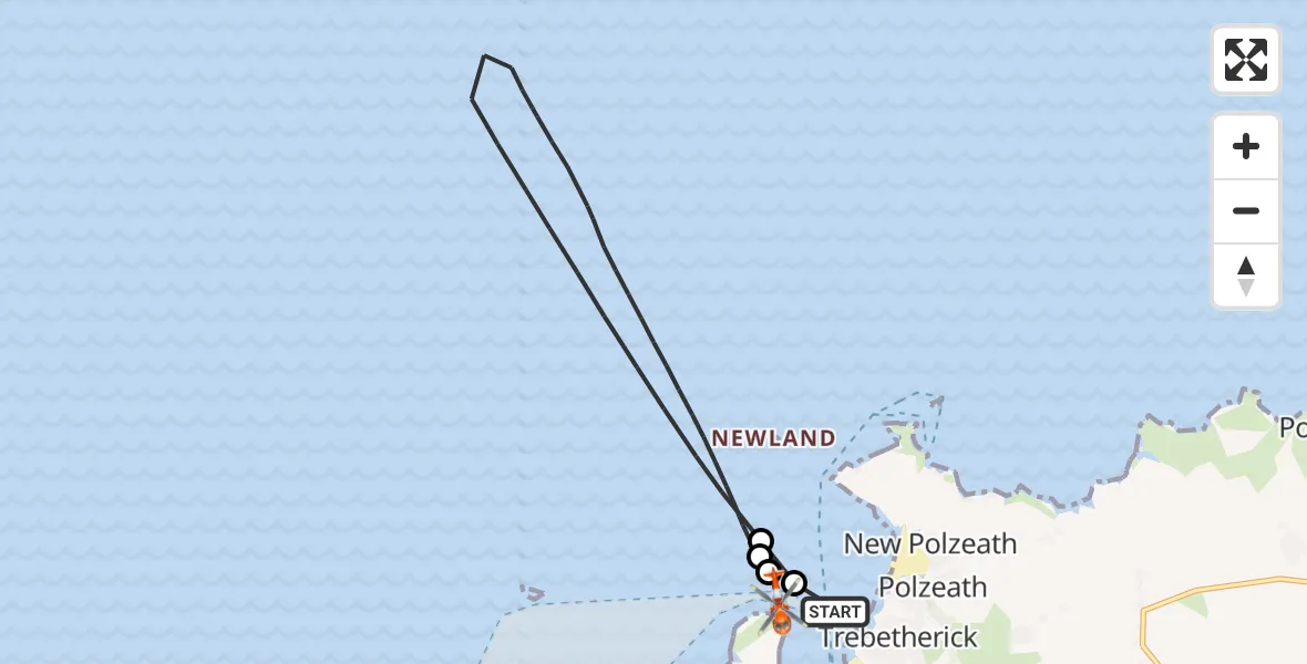 Flight route Coastguard Helicopter New Polzeath - Trebetherick, 11 August 2026, 15:12