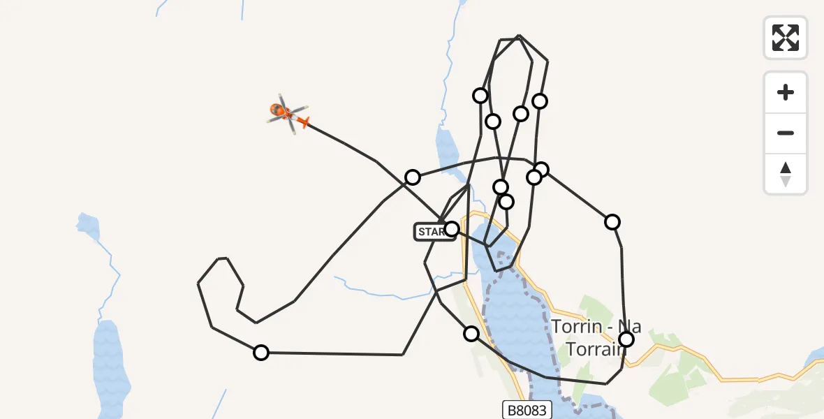 Flight route Coastguard Helicopter Highland - Highland, 11 August 2026, 15:23