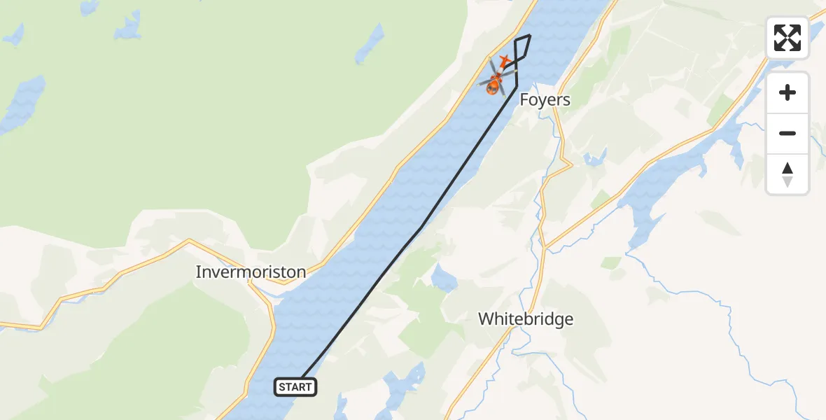 Flight route Coastguard Helicopter Loch Ness - Loch Ness, 11 August 2026, 15:41