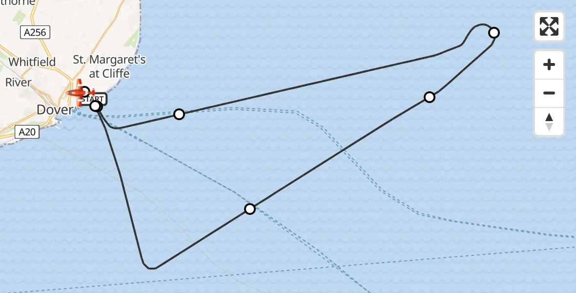 Flight route Coastguard Drone Dover - Swingate Airfield, 11 August 2026, 15:45