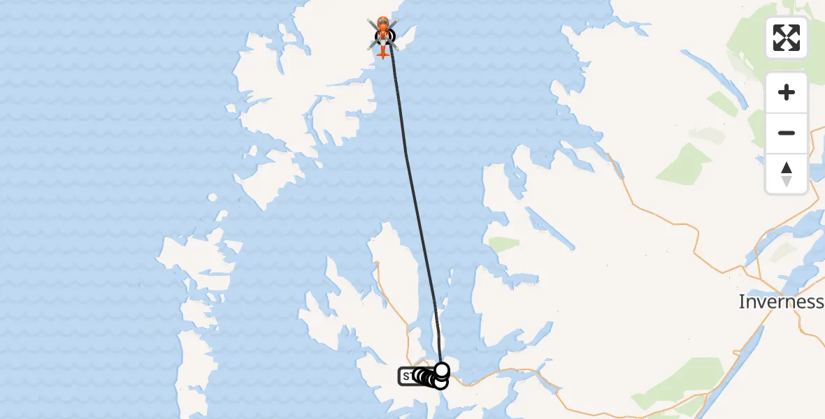 Flight route Coastguard Helicopter Highland - Stornoway Airport, 11 August 2026, 15:58