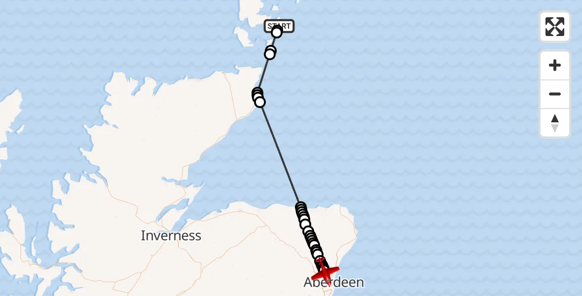 Flight route Air Ambulance Aircraft Toab - Dyce and Stoneywood, 11 August 2026, 16:12