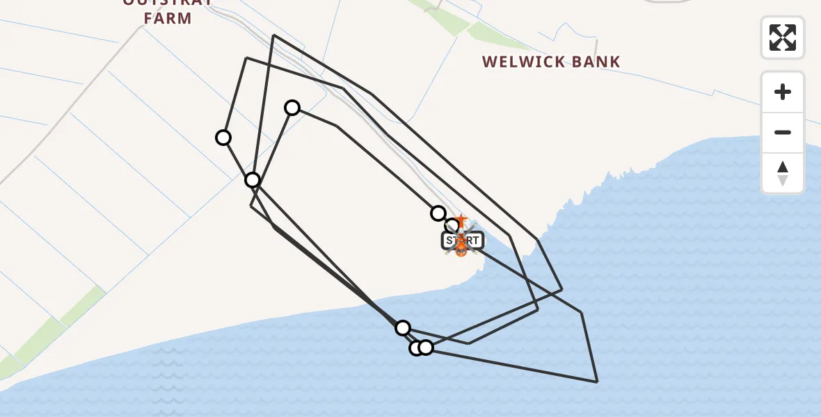 Flight route Coastguard Helicopter Welwick - Welwick, 11 August 2026, 17:51