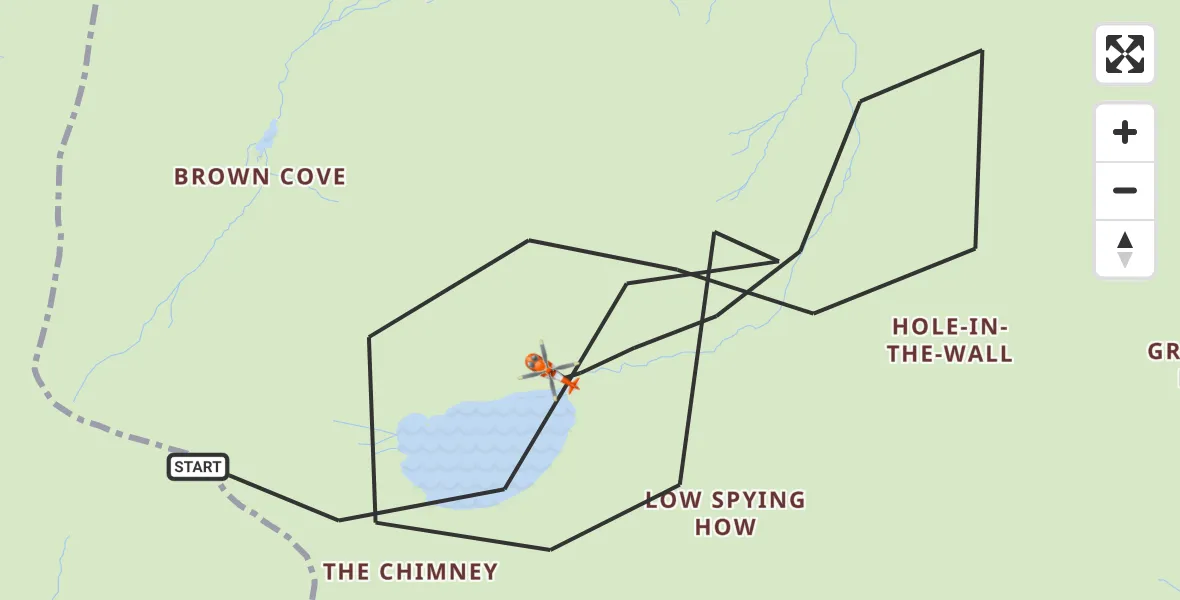Flight route Coastguard Helicopter Patterdale - Patterdale, 11 August 2026, 18:21