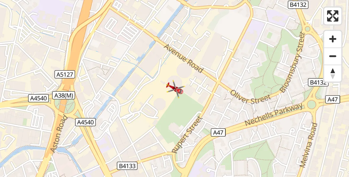 Flight route Air Ambulance Helicopter Nechells - Nechells, 11 August 2026, 18:22