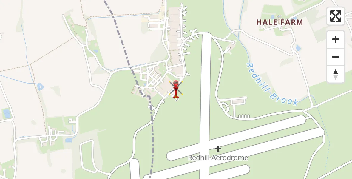 Flight route Air Ambulance Helicopter Redhill Aerodrome - Redhill Aerodrome, 11 August 2026, 18:59