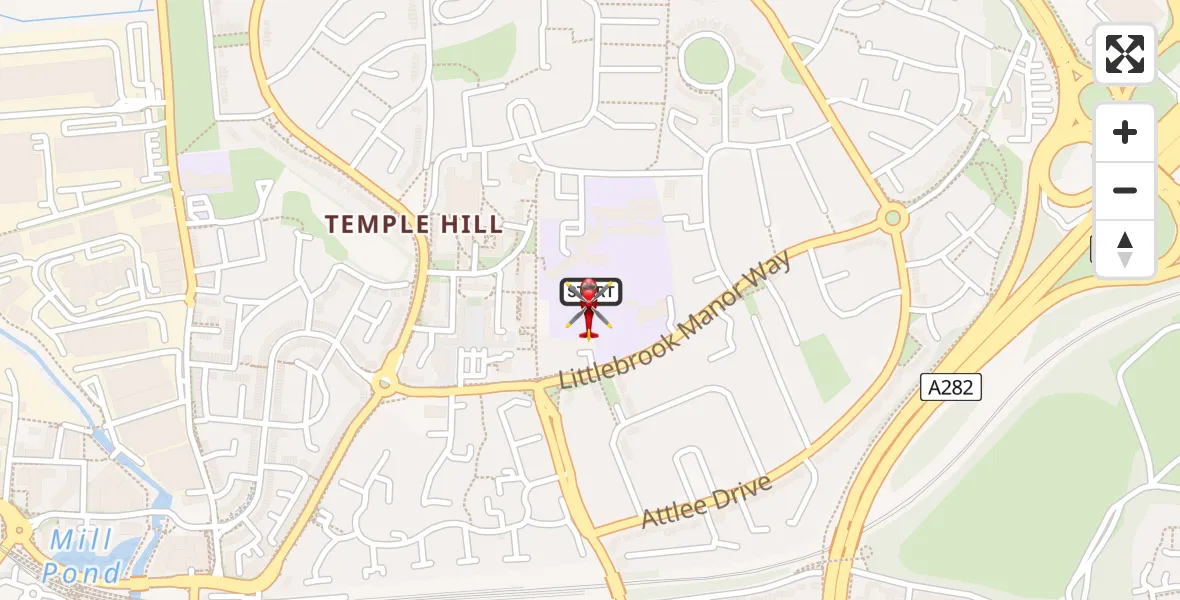 Flight route Air Ambulance Helicopter Dartford - Dartford, 12 August 2026, 04:52