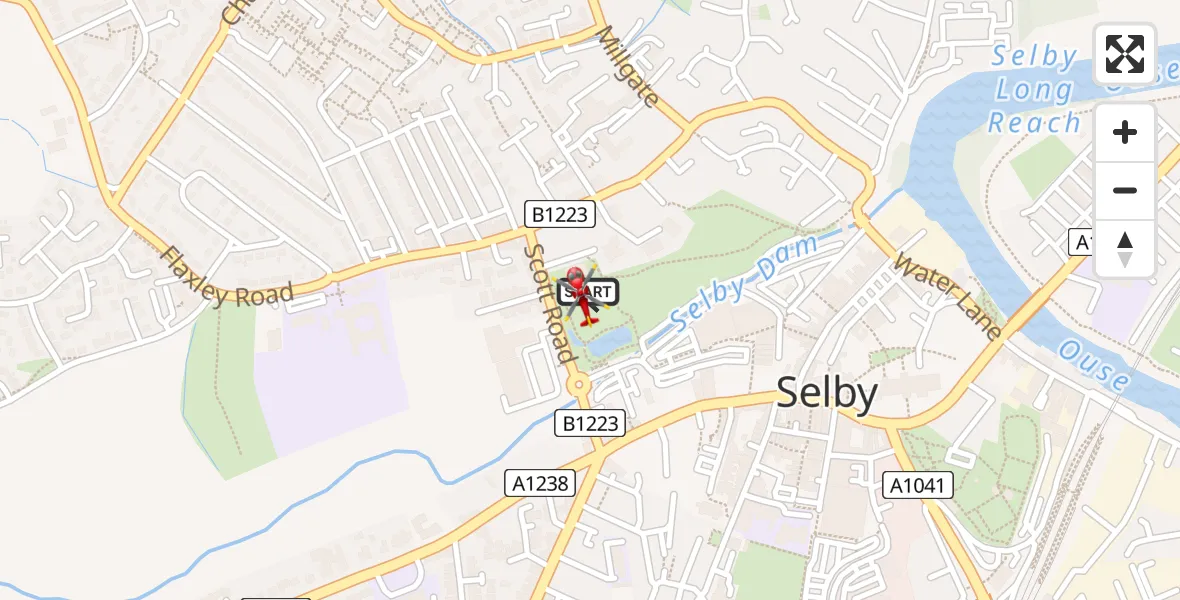 Flight route Air Ambulance Helicopter Selby - Selby, 12 August 2026, 07:05