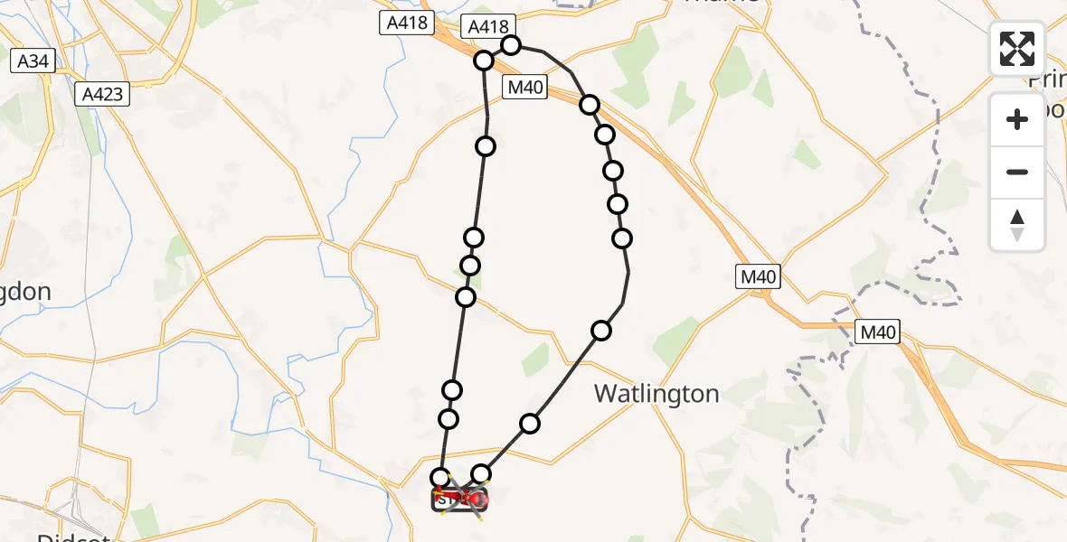 Flight route Air Ambulance Helicopter RAF Benson - RAF Benson, 12 August 2026, 08:15