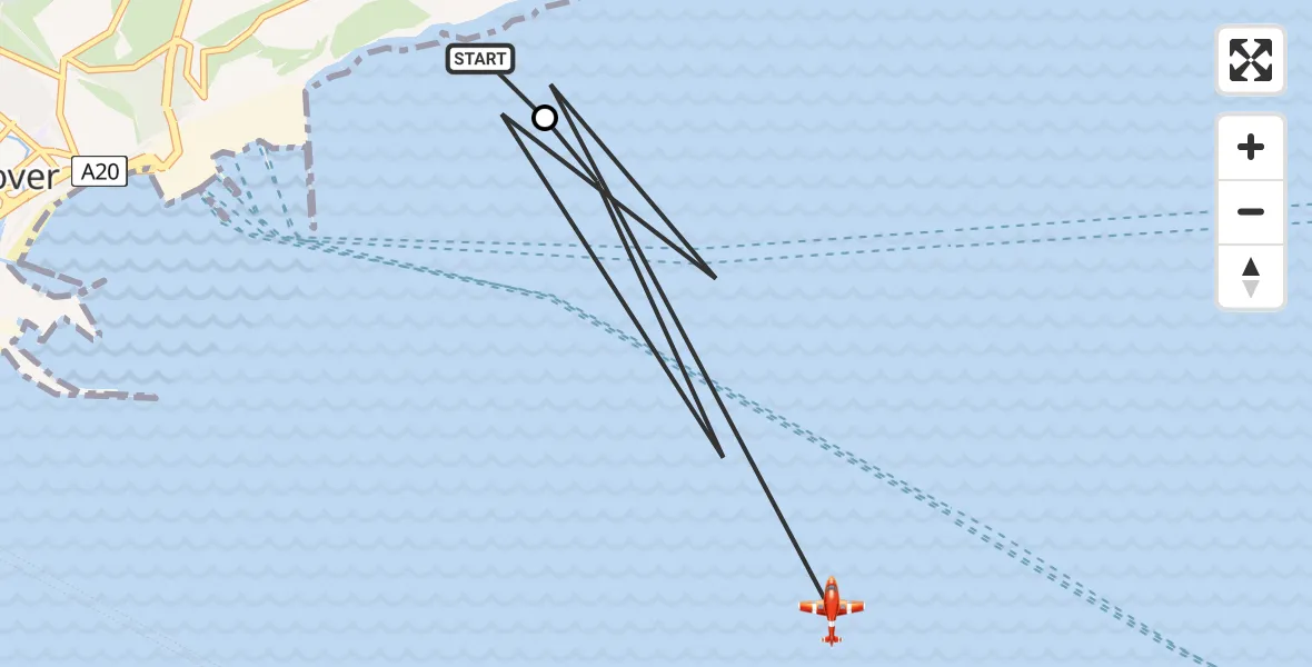 Flight route Coastguard Drone Dover - English Channel, 12 August 2026, 08:47