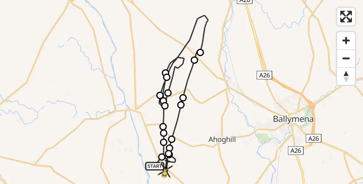 Flight route Police Helicopter Mid and East Antrim District - Mid and East Antrim District, 12 August 2026, 09:06