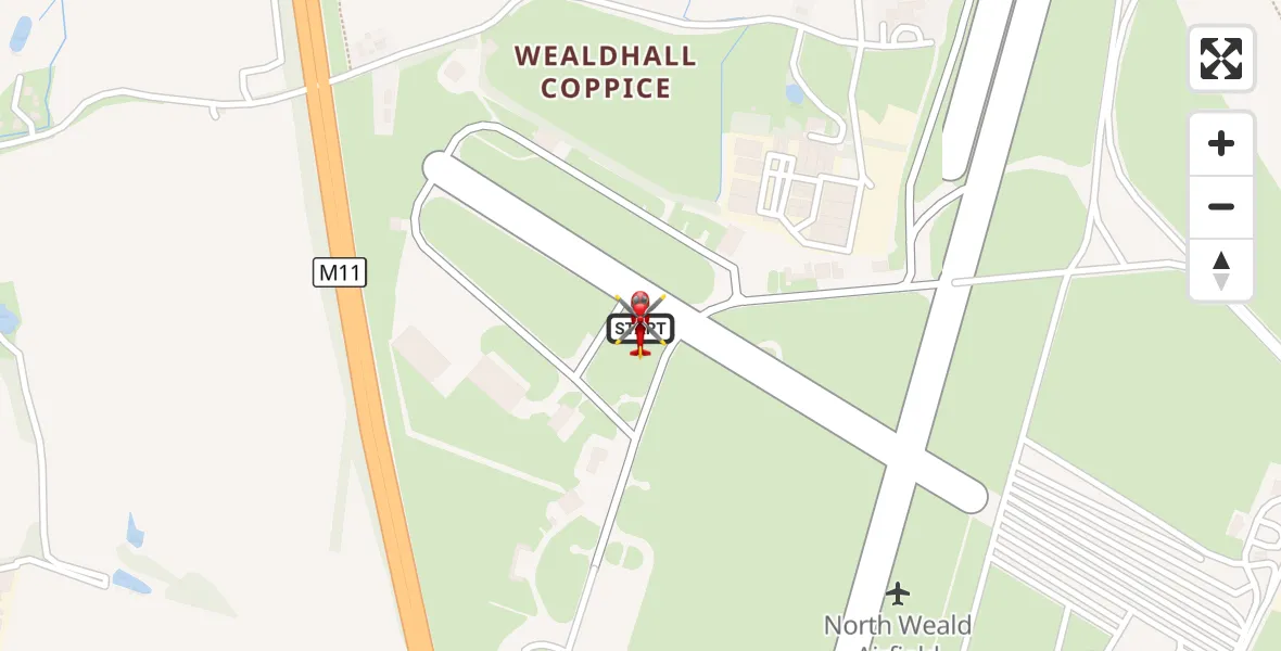 Flight route Air Ambulance Helicopter North Weald Airfield - North Weald Airfield, 12 August 2026, 09:35