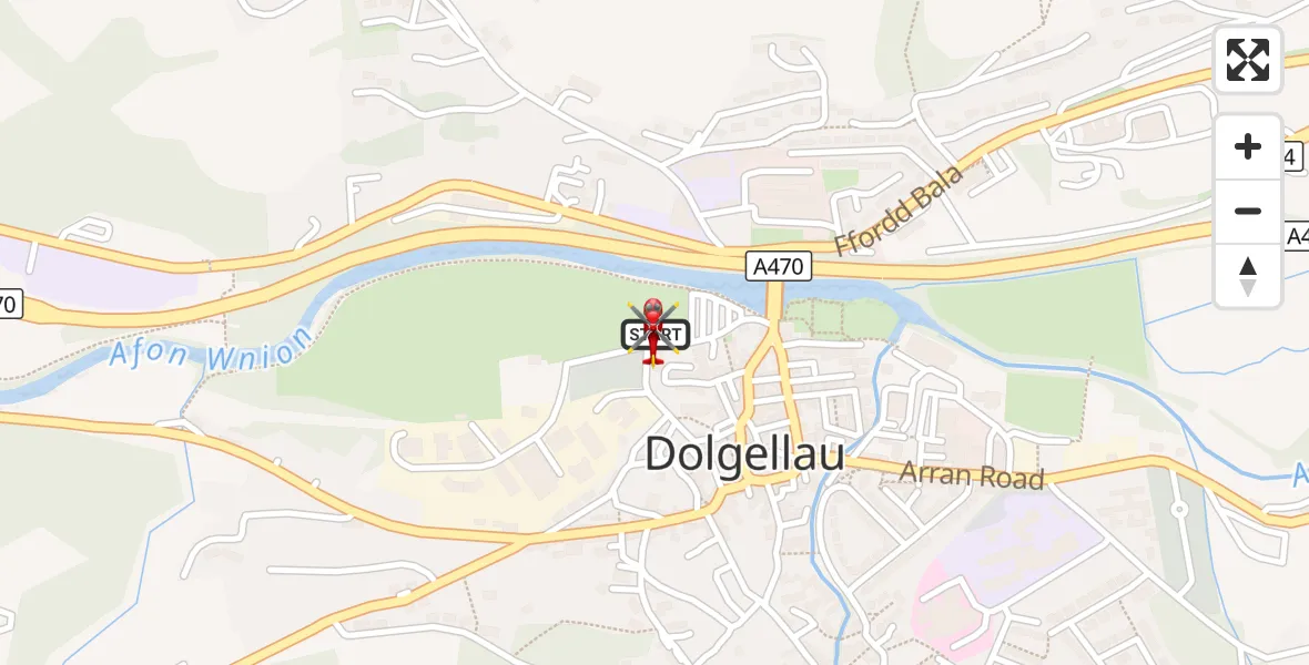 Flight route Air Ambulance Helicopter Dolgellau - Dolgellau, 12 August 2026, 11:00