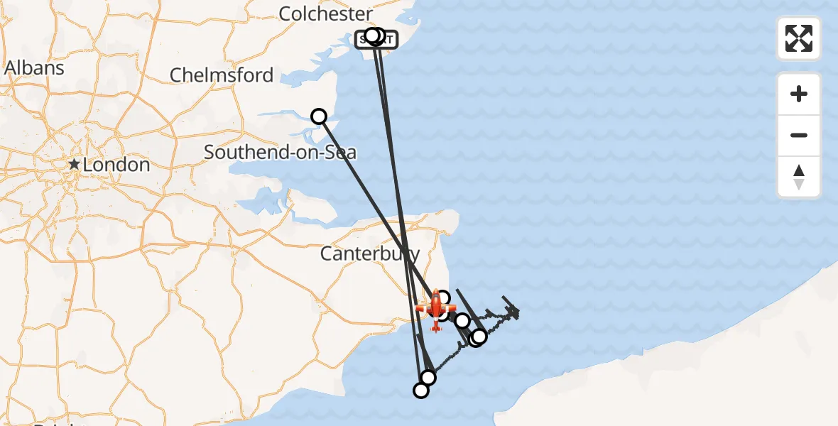 Flight route Coastguard Drone Tendring - Dover, 12 August 2026, 11:24
