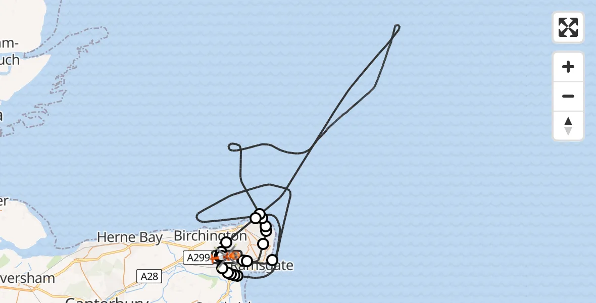 Flight route Coastguard Helicopter Manston Airport - Manston Airport, 12 August 2026, 13:58