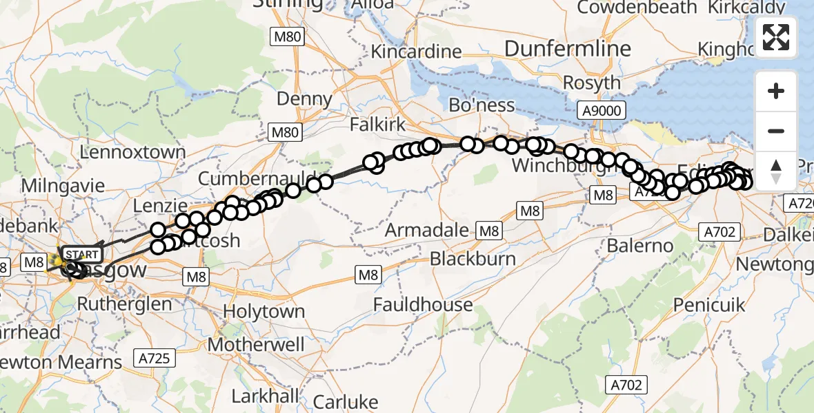 Flight route Police Helicopter Glasgow - Glasgow, 12 August 2026, 15:39
