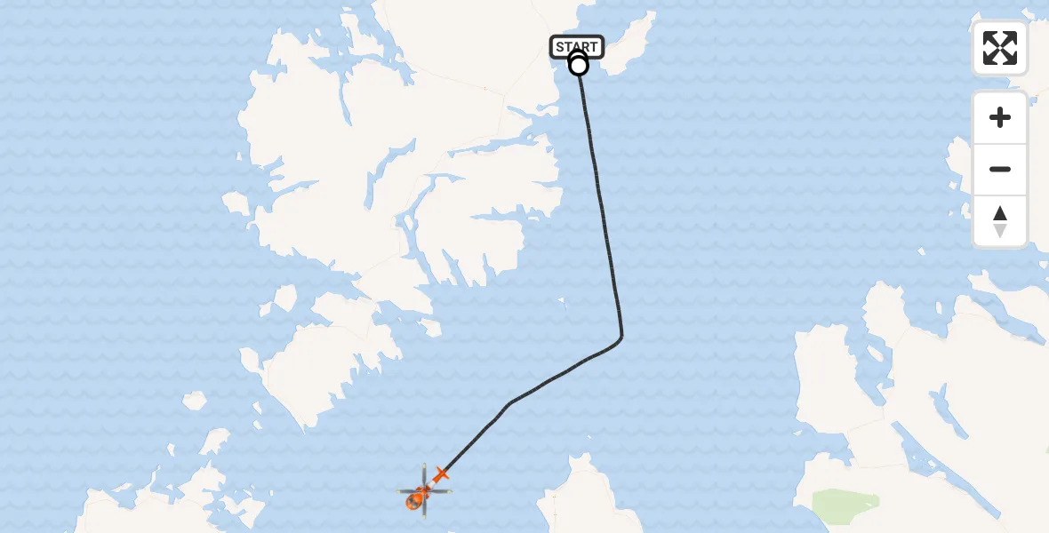 Flight route Coastguard Helicopter Stornoway Airport - Inner Seas, 12 August 2026, 22:30